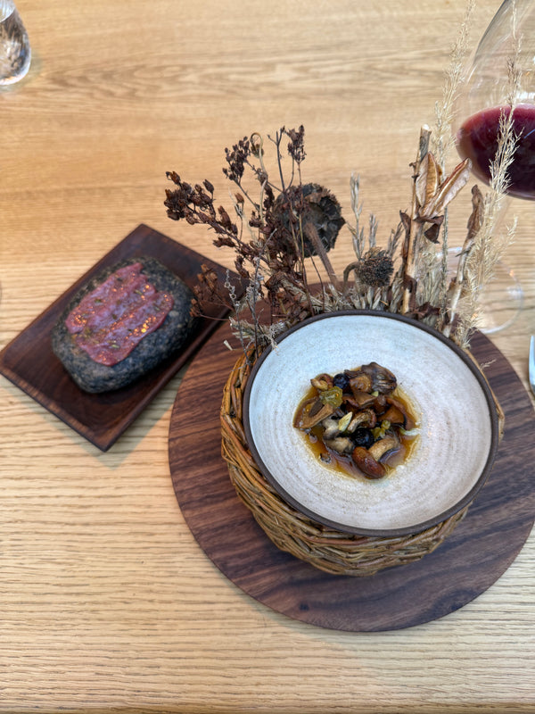 Raw Lamb Saddle & Mushrooms
