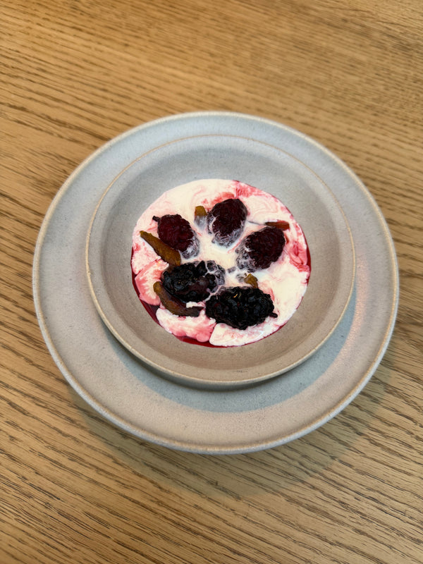 Mulberries and Plums with Cream