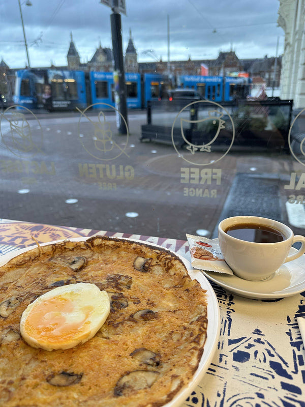 Dutch Pancake with Bacon, Cheese, Mushroom & Fried Egg