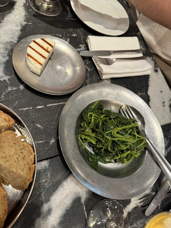 Grilled Wild Greens, Manouri Cheese