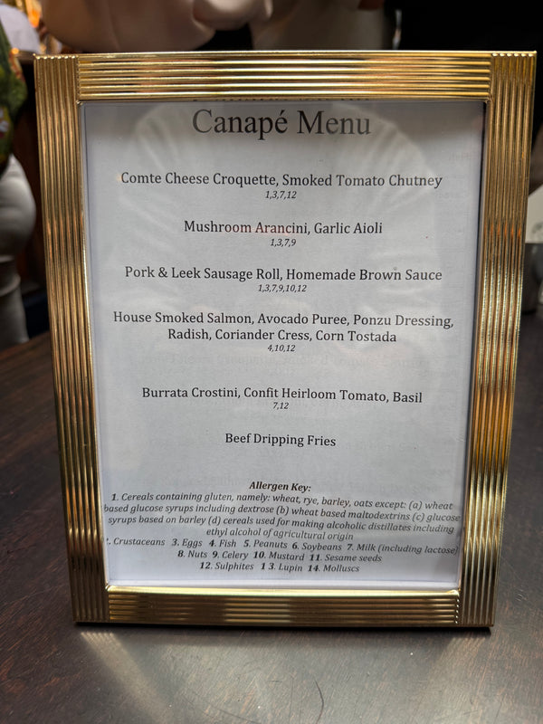 Canapé Menu