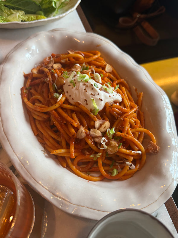 Gochujang Bucatini, Labneh Cream